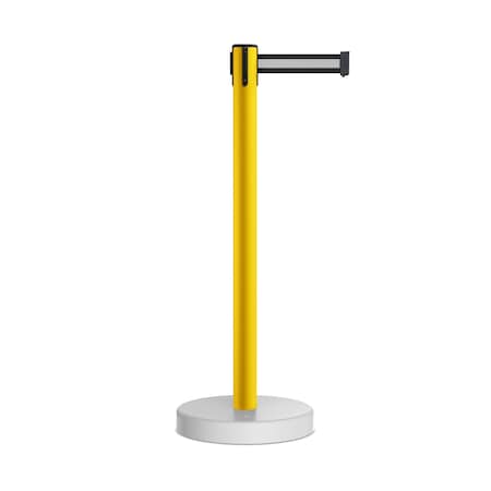 Stanchion Belt Barrier WaterFillable Base Yellow Post 9ft.Bk/W H Belt